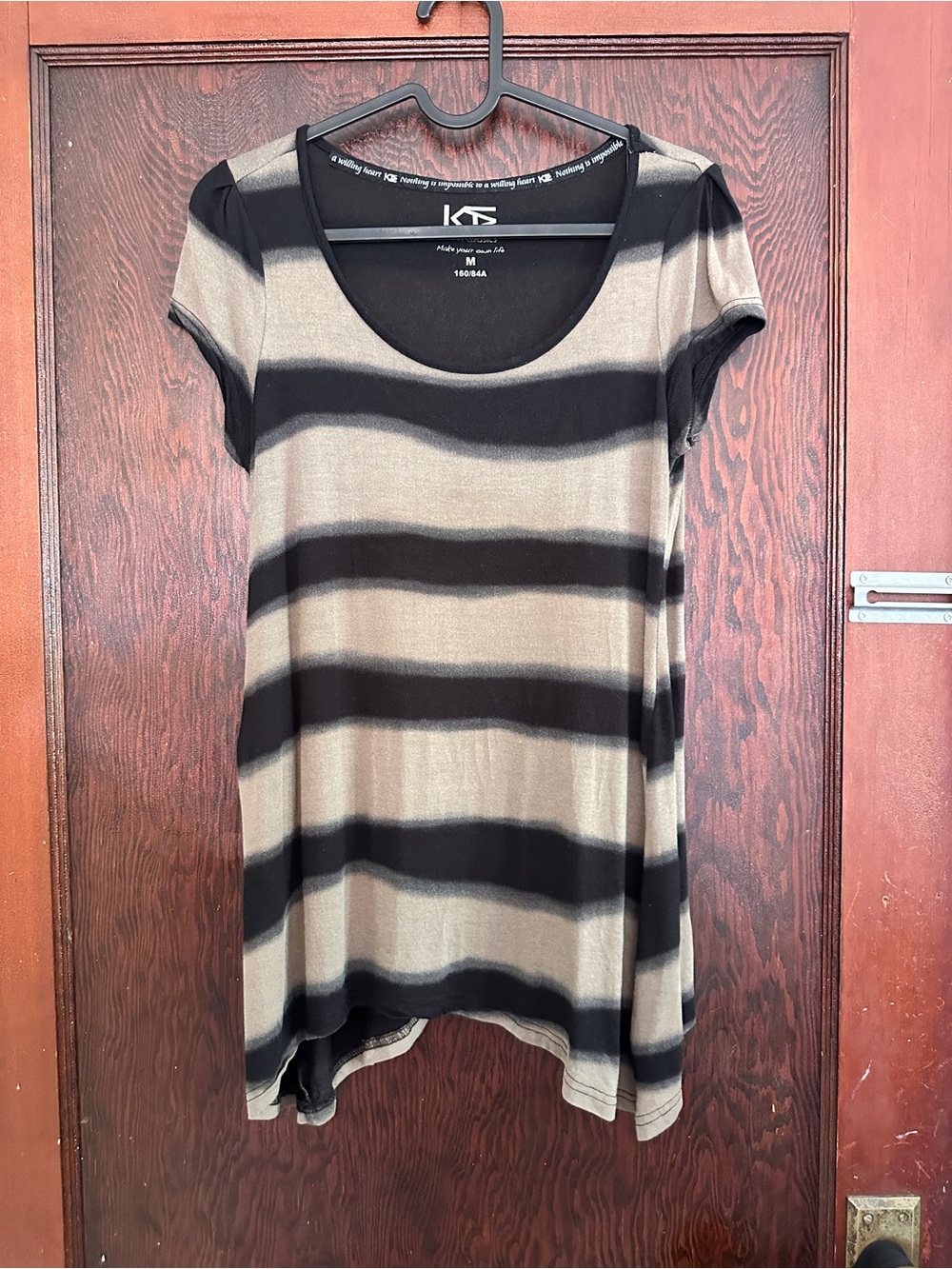 Classic Black and Tan Striped Scoop Neck Tunic